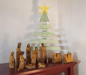 Color Stained Wooden Christmas Tree